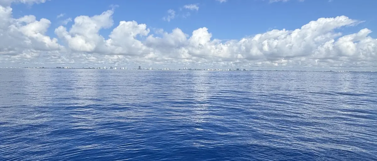 Deep blue offshore water off Pompano Beach on a clear day